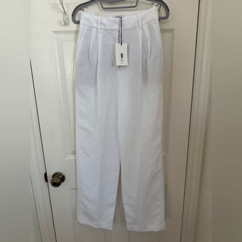 Aritzia Women's White Linen Trousers